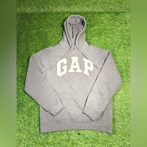 GAP Men’s Gray Pullover Hoodie Logo Spellout Sweatshirt Size Small